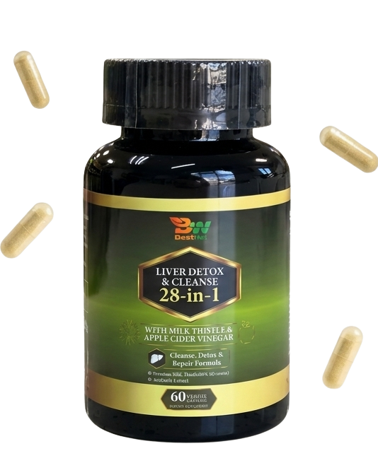 Frasco Liver Detox & Cleanse 28-en-1 con cápsulas
